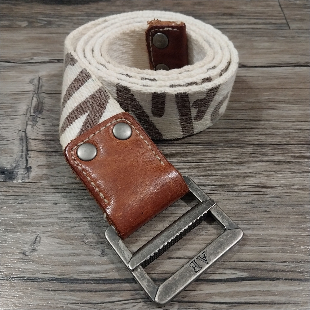 American Eagle Canvas Belt with Metal Buckle Belt Size Medium Large Belt